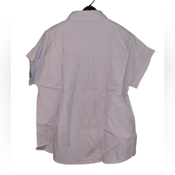 NWT Women’s Button Down Shirt Cotton Blouse Grey - Picture 2 of 5